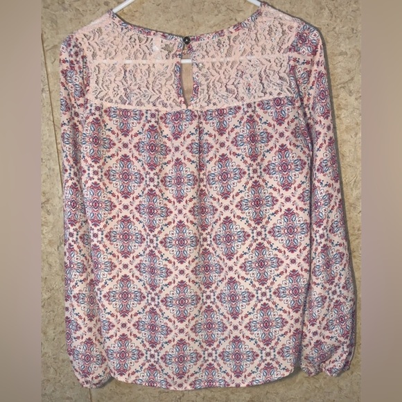 Xhilaration Women’s Small Petite Blouse Pink Long Sleeve Office Formal Top - Picture 2 of 2